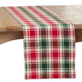 Saro Lifestyle SARO  14 x 72 in. Oblong Red &amp; Green Plaid Design Cotton Table Runner 591.RG1472B